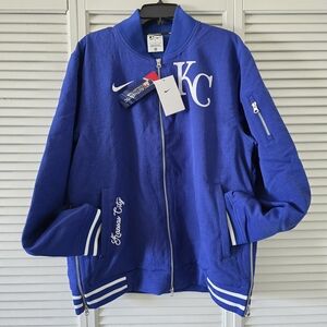NEW Kansas City Royals Nike Authentic Collection Full-Zip Bomber Jacket Sz Large